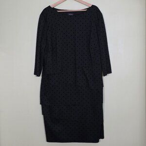 Tahari Arthur S. Levine Dress Womens 18W Black Polka Dots Layered Tiered Mature